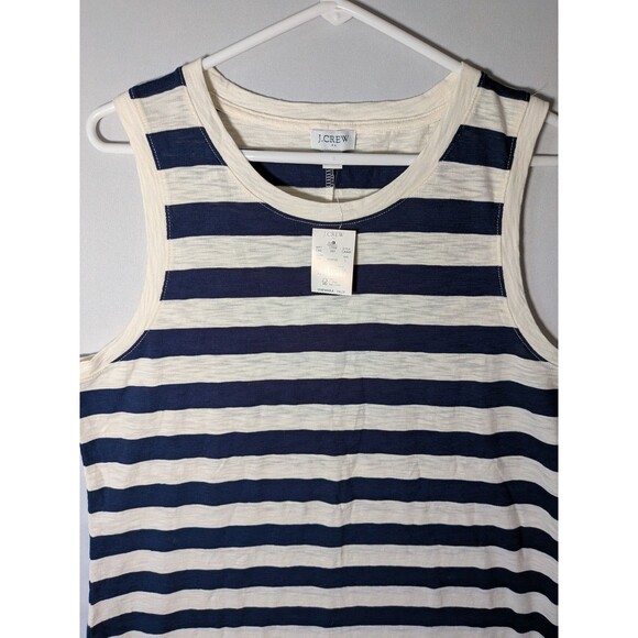 J. Crew Dress Womens M Blue Stripes Cotton Tank Sundress Beach Cover Resort NWT - Picture 5 of 10